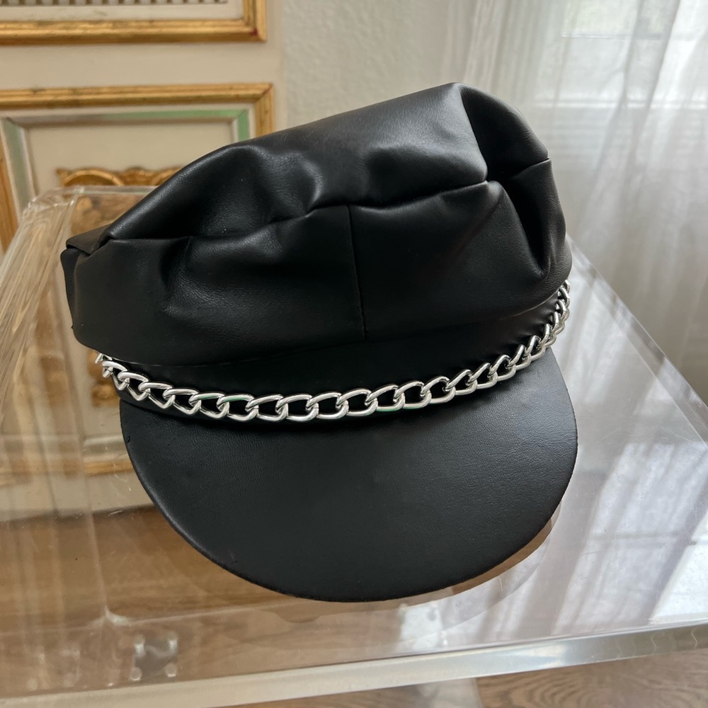 Dark Side Biker Hat Faux Leather Black